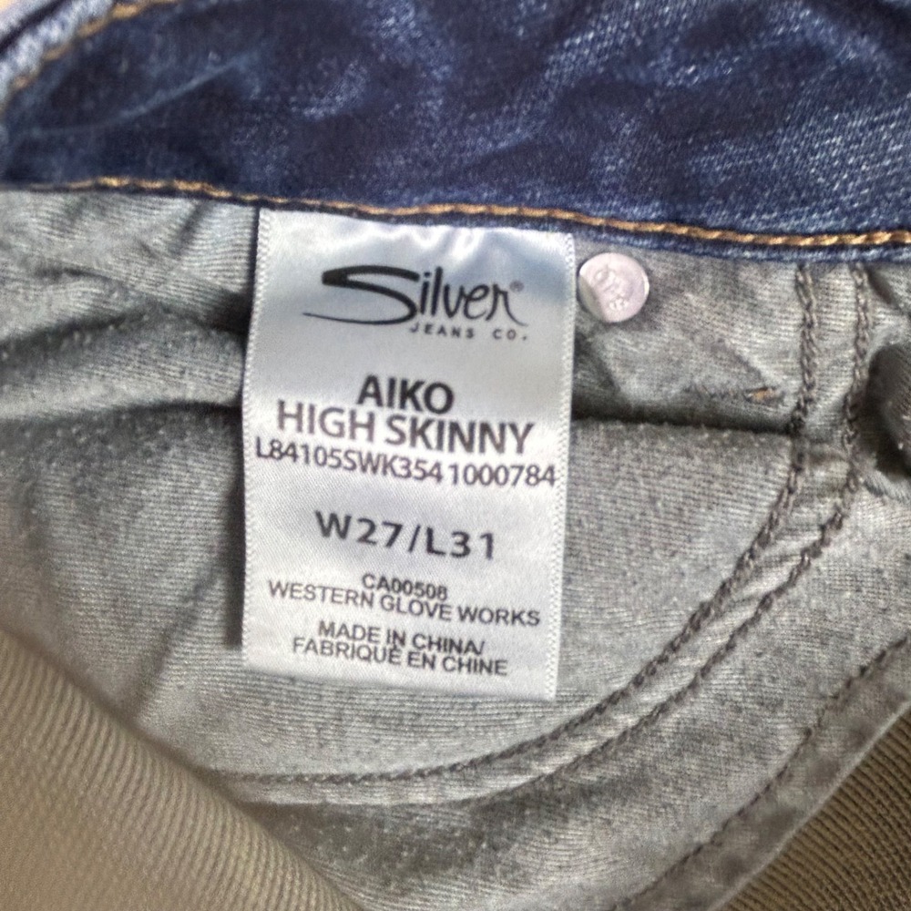 Silver Jeans Womens 27x31 Aiko High Skinny Joga Jeans + Sweats Denim Blue Jeans - Picture 6 of 13